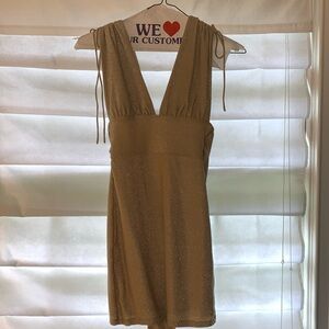 PRINCESS POLLY Gold shimmer (champagne) body con dress.